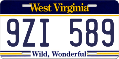 WV license plate 9ZI589