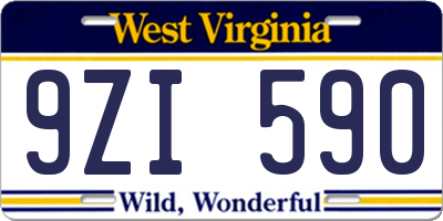 WV license plate 9ZI590