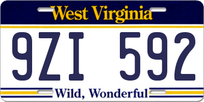WV license plate 9ZI592