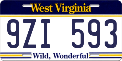 WV license plate 9ZI593