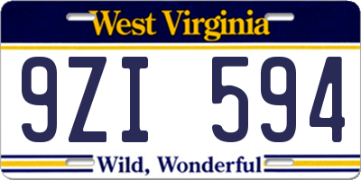 WV license plate 9ZI594