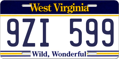 WV license plate 9ZI599