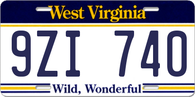 WV license plate 9ZI740