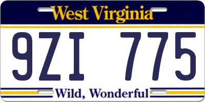 WV license plate 9ZI775