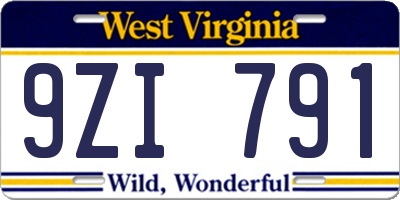 WV license plate 9ZI791