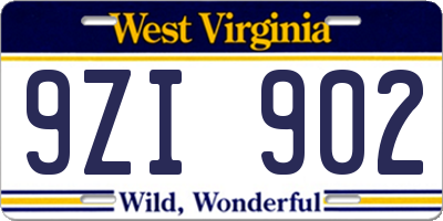WV license plate 9ZI902