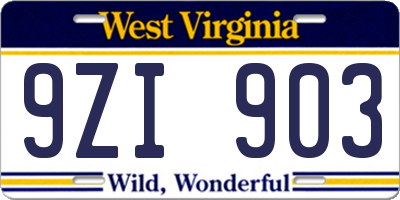 WV license plate 9ZI903