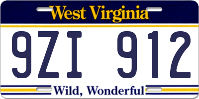 WV license plate 9ZI912
