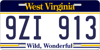 WV license plate 9ZI913
