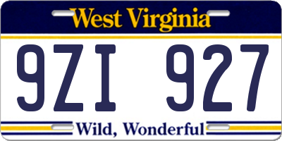 WV license plate 9ZI927