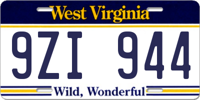 WV license plate 9ZI944