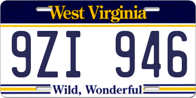 WV license plate 9ZI946