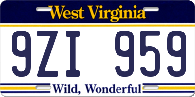 WV license plate 9ZI959