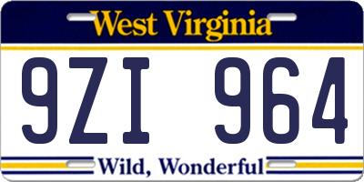 WV license plate 9ZI964