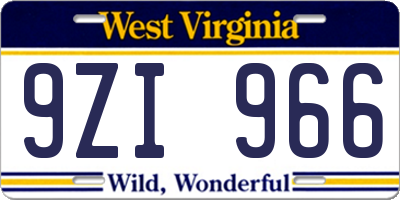 WV license plate 9ZI966