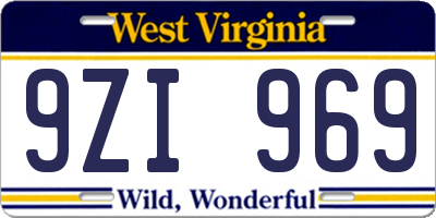 WV license plate 9ZI969