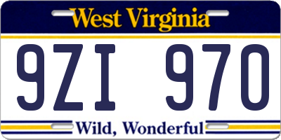 WV license plate 9ZI970