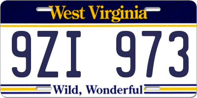 WV license plate 9ZI973