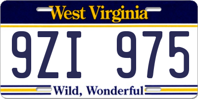 WV license plate 9ZI975