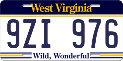 WV license plate 9ZI976