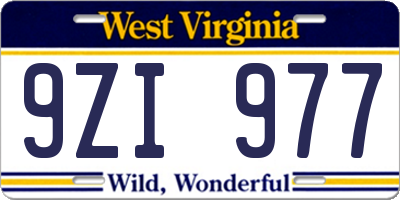 WV license plate 9ZI977