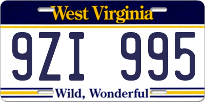 WV license plate 9ZI995