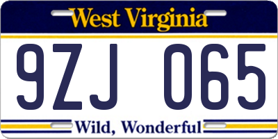 WV license plate 9ZJ065