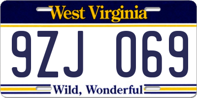 WV license plate 9ZJ069