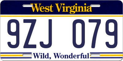 WV license plate 9ZJ079