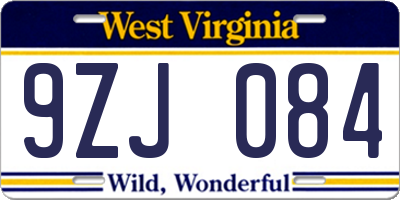 WV license plate 9ZJ084
