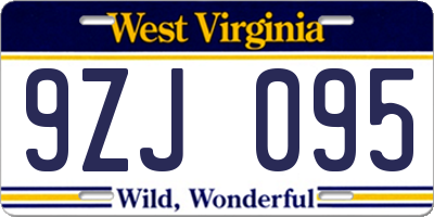 WV license plate 9ZJ095