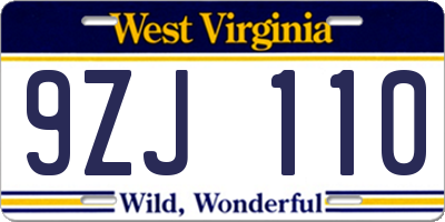 WV license plate 9ZJ110