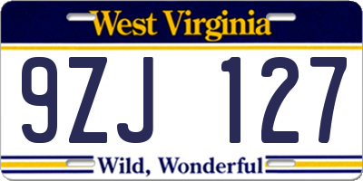 WV license plate 9ZJ127