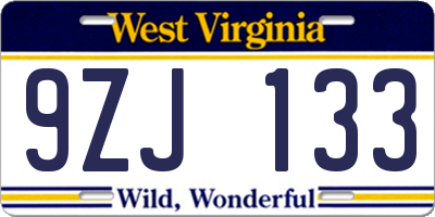 WV license plate 9ZJ133