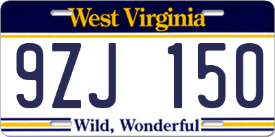 WV license plate 9ZJ150