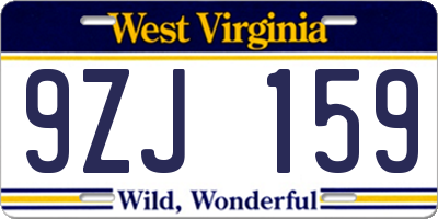 WV license plate 9ZJ159