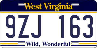 WV license plate 9ZJ163