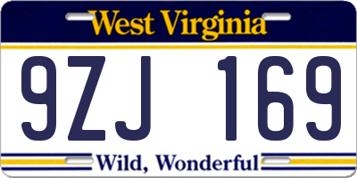 WV license plate 9ZJ169