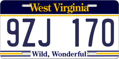 WV license plate 9ZJ170