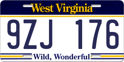 WV license plate 9ZJ176