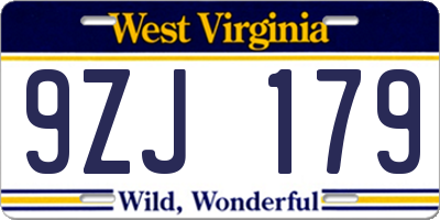 WV license plate 9ZJ179