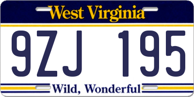 WV license plate 9ZJ195