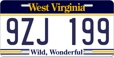 WV license plate 9ZJ199