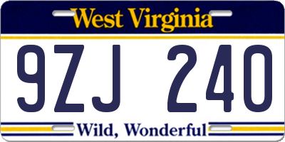 WV license plate 9ZJ240