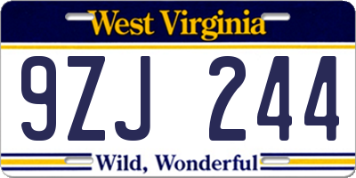 WV license plate 9ZJ244