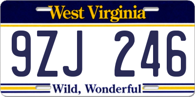 WV license plate 9ZJ246