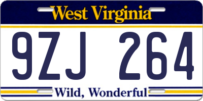 WV license plate 9ZJ264