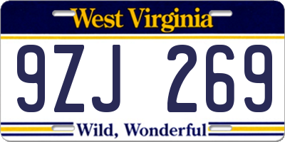 WV license plate 9ZJ269