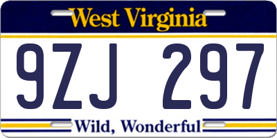 WV license plate 9ZJ297