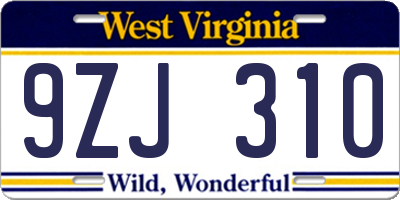WV license plate 9ZJ310